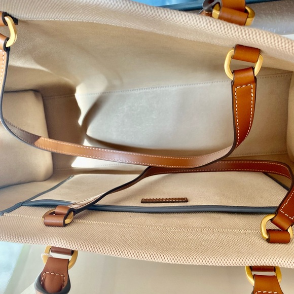 🆕🌈☘️Tory Burch Blake Canvas jumbo Tote/shoulder bag/large - Picture 4 of 7